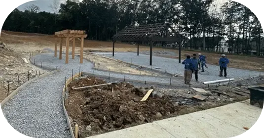 Pergola posts going up on a new concrete pad